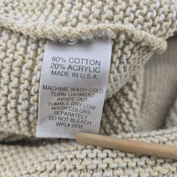 Alps Knitted V Neck Tan Pullover Sweater Women Small Neutral Minimalist Coastal - Picture 4 of 6